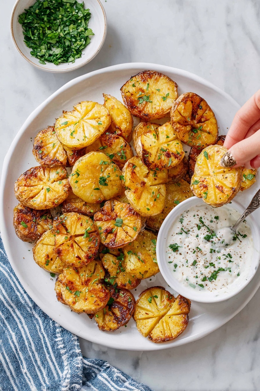Parmesan Roasted Baby Potatoes - Serving Suggestion