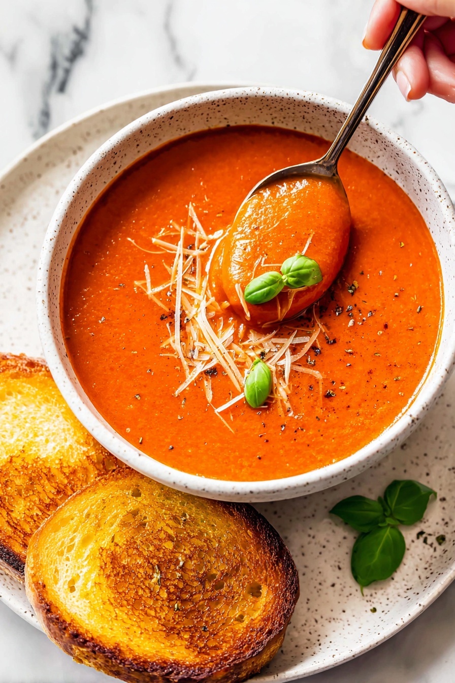 tomato soup with melted cheese - Serving Suggestion