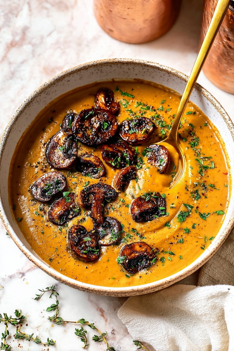 Creamy Mushroom Soup - Serving Suggestion