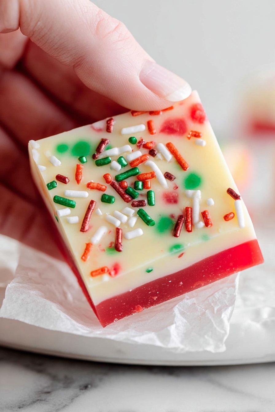 Peppermint White Chocolate Fudge - Serving Suggestion