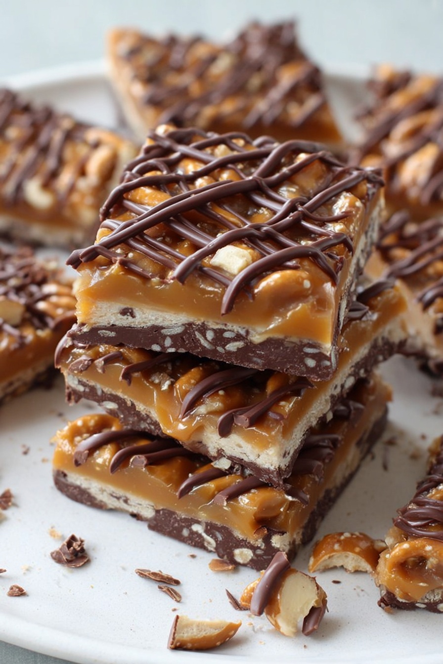 Salted Caramel Pretzel Bark - Serving Suggestion