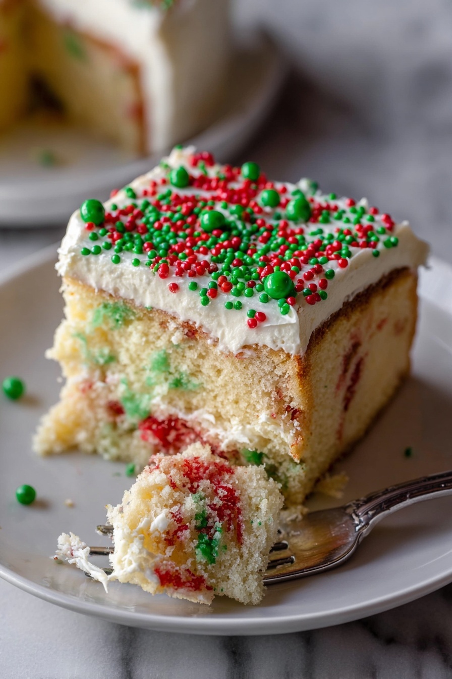 Christmas Poke Cake - Serving Suggestion