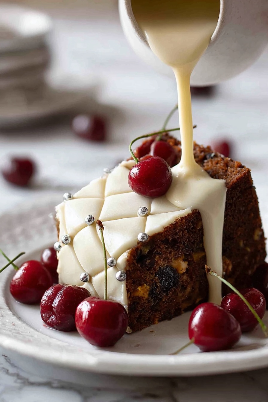 Festive Moist Fruit Cake - Serving Suggestion