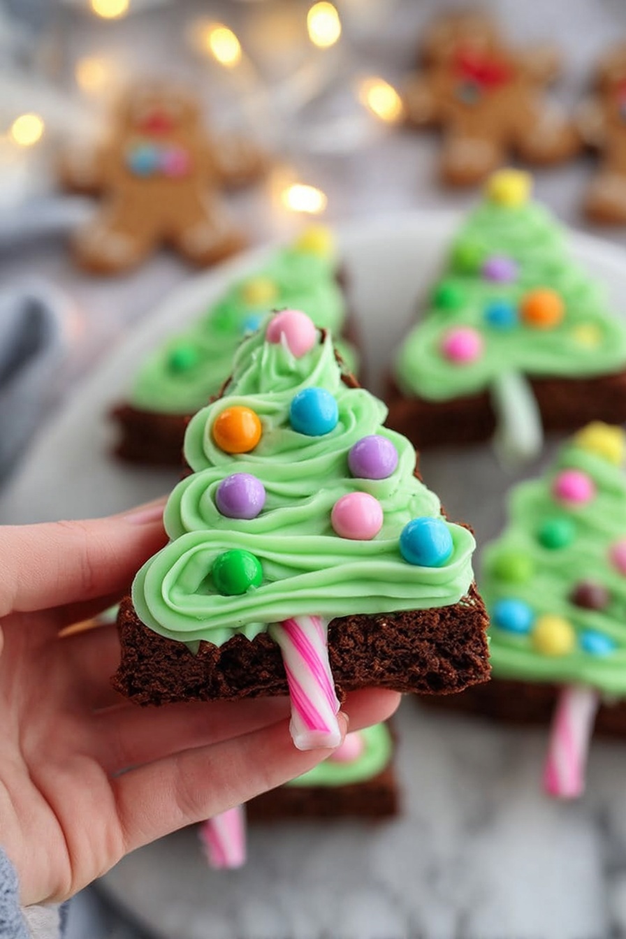 Christmas Tree Brownies - Serving Suggestion